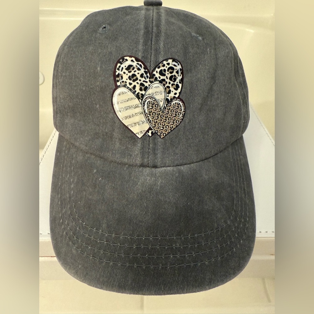Gray Cap with Heart Patch- New